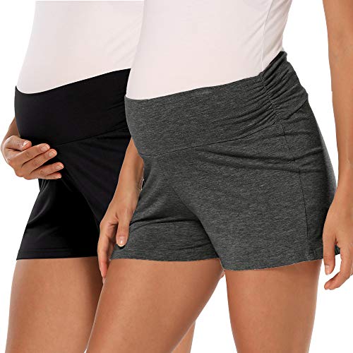 fitglam Women's Maternity Shorts Lounge Sleep Pajama Workout Comfy Stretchy Pregnancy Shorts