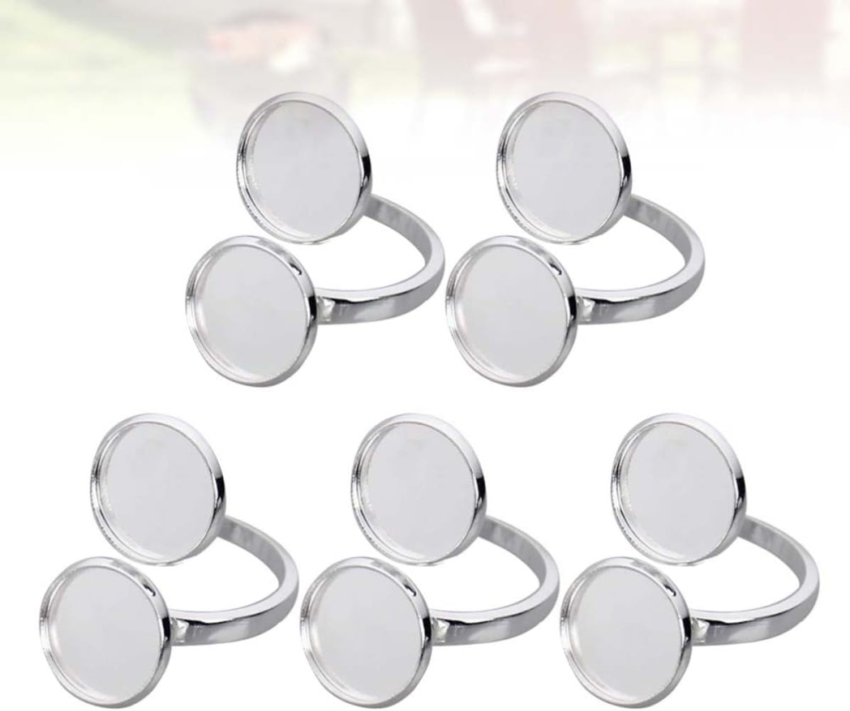5pcs Adjustable Copper Ring Bases 12mm for Jewelry Making Silver image 2