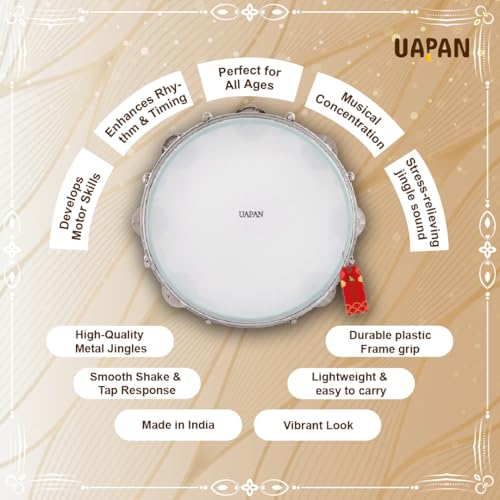 Image of UAPAN Dafli Musical Instrument Dafli /Tambourine 10 inch Hand Percussion Musical Instrument (Blue tambourine)