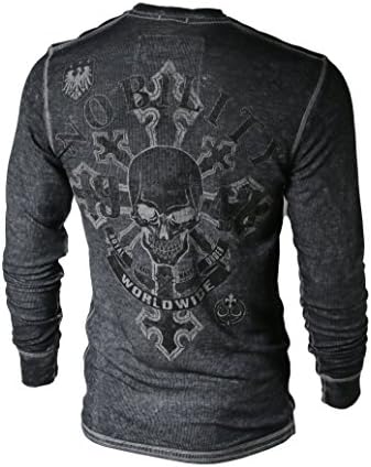 Xzavier Men's Acid Wash Burnout Slim & Thin Thermal Henley (Large, Black FBMerchant)