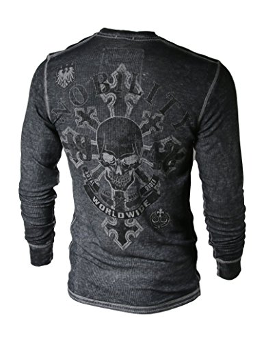 Xzavier Men's Acid Wash Burnout Slim & Thin Thermal Henley (Large, Black FBMerchant)