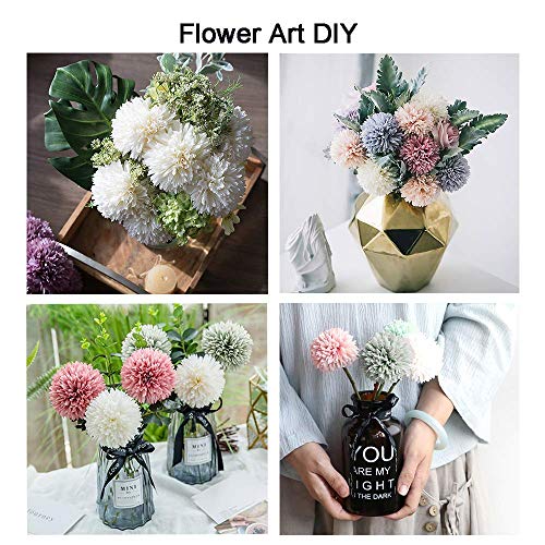 Louiesya Artificial Flowers, 10Pcs Fake Flowers Silk Artificial Chrysanthemum Ball Hydrangea Bridal Wedding Bouquet For Home Garden Party Wedding Decor (Cream) #TOP3