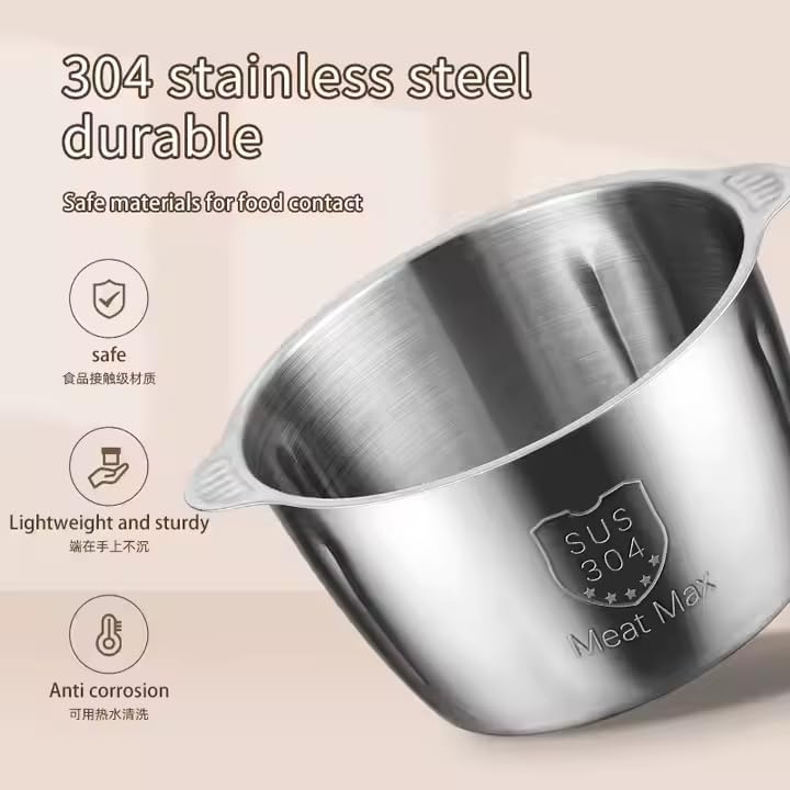 Image of Electric Meat Grinder 2L Stainless Steel Electric Meat Chopper Food Processor Machine for Meat, Vegetables, Fruits and Nuts Fruit Mixer Nuts Grinder Blender Fillings Maker