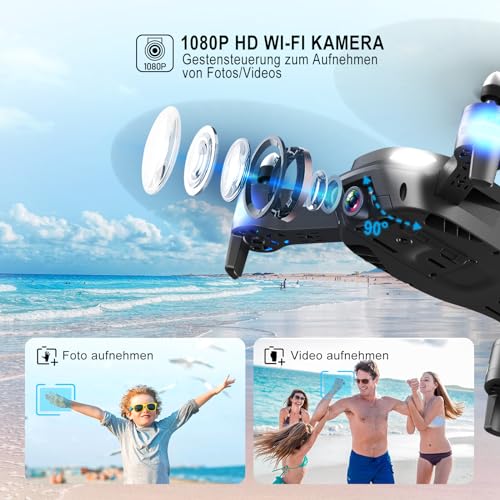 Wipkviey T26 Drone met camera, 1080p, RC opvouwbare FPV-quadcopter met 2 batterijen, 26-30 minuten vliegtijd, 3D-flip, zwaartekrachtsensor, headless mode, start/landing met één knop - Afbeelding 3