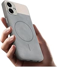 COVERBLACK Dual-Leather Mac_Safe Design Phone Case| Soft Touch Finish | Full Camera Protectection Back Cover Compatible for Samsung Galaxy A06 (5G) - White & Matelic Grey