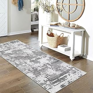 JURLEA Hallway Runner Rug Non-Slip Carpet Runner for Hallways Kitchen Living Room No Shedding Washable Lightweight Long Runners Rug (Cream/Grey, 60 x 240 cm)