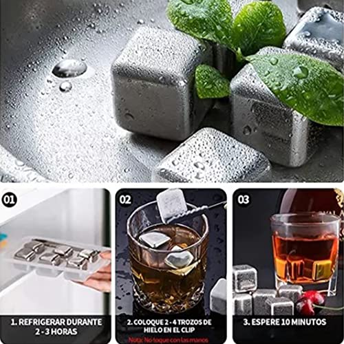 image for Serlium Whiskey Stones, 8PCS metal ice Stainless Steel ice cubes reusa