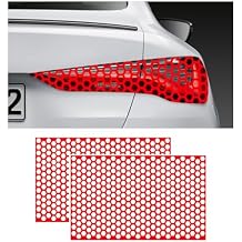 Dickno 2PCS Car Rear Tail Light Lamp Stickers Honeycomb Type Decal, 18.9"11.8" Universal DIY Self Adhesive Tint Film Taillight Sheet, Car Rear Tail Light Headlight Taillight Cover Trim Red