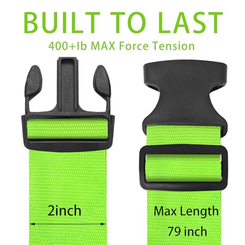 Image of BILIONE 4 Pack Luggage Straps 79 inch Long Belts Keep Suitcase Secure While Traveling, TSA Approved Add a Bag Premium Accessory for Travel Bag Closure (4 Pcs Green)