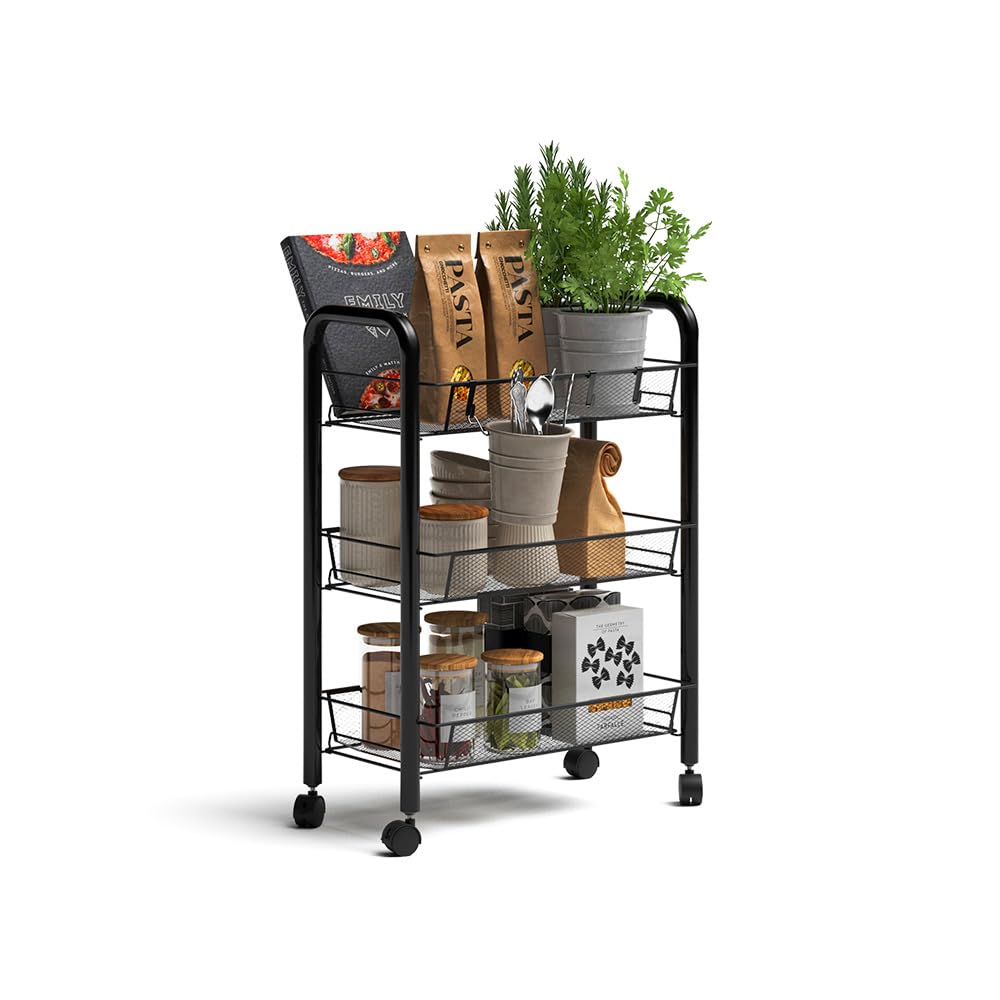 Vicco Rollcontainer Tarro, Schwarz, 45 x 64 cm mit 3 Ablagefächern, auf Rollen flexibel einsetzbar in verschiedenen Wohnbereichen