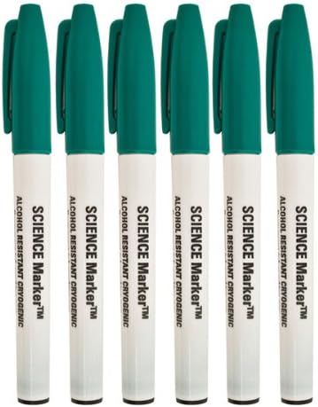 Marcadores permanentes criogénicos resistentes al alcohol, color verde, paquete de 6