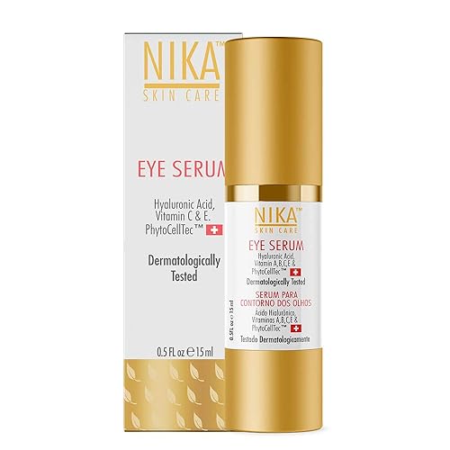 Miniatura 1 de NIKA SKIN CARE - Suero para ojos con vitamina C y E, ácido hialurónico, cafeína y células madre de manzana suiza - Día y noche