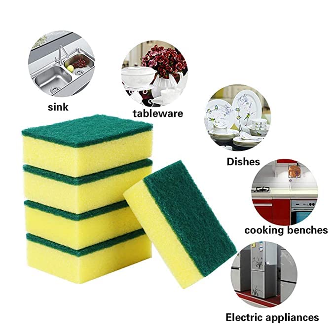 Magic Providers Sponge Scrub Pad for Utensils Cleaning in Kitchen Long Lasting Stain Removal Scrubber for Dish wash Liquid - Pack of 3 4