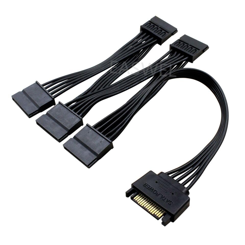 15pin SATA 1 Male To 5 Splitter Hard Drive HDD SSD Power Adapter Cable cord