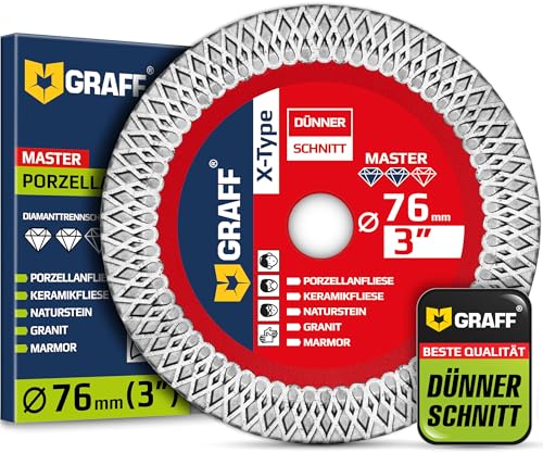 Disque Diamant 76 mm x 10 mm pour Carrelage – Disque Diamant 76 mm pour Carrelage, Grès Cérame, Céramique et Pierre Naturelle – Extra Fin 1,3 mm –...