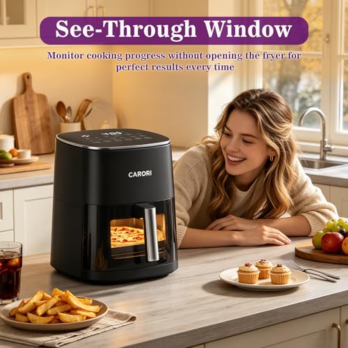 Image of 6Qt Air Fryer with Viewing Window, 12 Preset, Large Capacity, 400℉ Max Crisp, 1700W Quick Even Easy Meals, Nonstick Dishwasher Safe Basket, Bake Roast Dehydrate Reheat