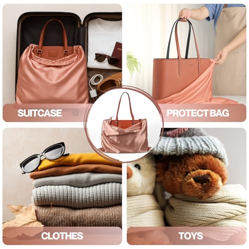 Image of Silk Dust Bag for Handbag, Purses, Shoes, Boots - Silk Drawstring Dustproof Storage Pouch, Reusable and Travel Organizers (4, Pink, 20in x 20in)