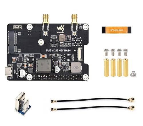 PCIe - M.2 E キーアダプター PoE機能付き Raspbery Pi 5用 NGFF (M.2 E Key) Wi-Fi NIC Raspbery Pi 5 PCIe HAT のみ (PoE M.2 E Key HAT+) に対応