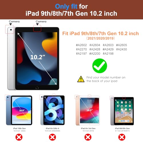 Image of DTTO for iPad 9th /8th /7th Generation 10.2 Inch Case 2021 /2020 /2019 with Keyboard, 7 Colors Backlit Wireless Detachable Keyboard Premium Leather Folio Cover with Pencil Holder & Pocket, Brown