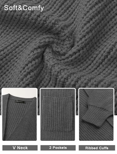 Image of MEROKEETY Long Sleeve Oversized Cardigan Sweaters for Women | Fall Winter Sweaters, Open Front, Chunky Knit, 2026 Casual Work Outerwear with Pockets