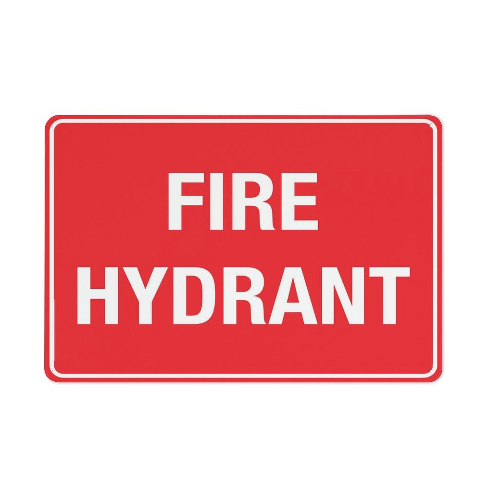 Fire Hydrant Sign, 8x12 Inch Metal Aluminum, Pre-Drilled Holes for Easy Mounting, Indoor/Outdoor Use for Fence, Door, Gate