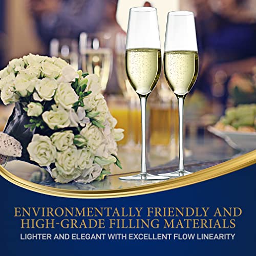 Nutrichef 7Oz Crystal Champagne Flutes - Set Of 2 Elegant Tall Long Stem Clear Stemmed Glass Drinkware W/Narrow Rims, Seamless Bowl, Lead-Free, Dishwasher Safe Sparkling Wine Stemware #TOP4