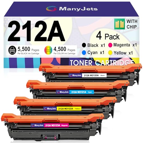 Pack de 4 toners 212A W2120A W2121A W2122A W2123A de rechange pour LaserJet M578