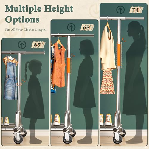 Image of Raybee Heavy Duty Clothes Rack 530LBS Adjustable Rolling Clothes Rack