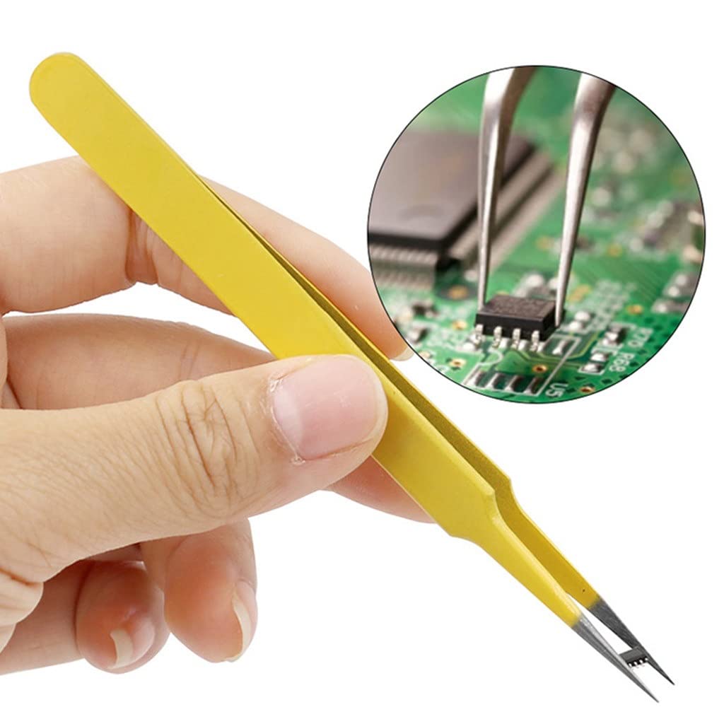 Antystatyczna pęseta ze stali nierdzewnej do elektroniki i pielęgnacji brwi/rzęs