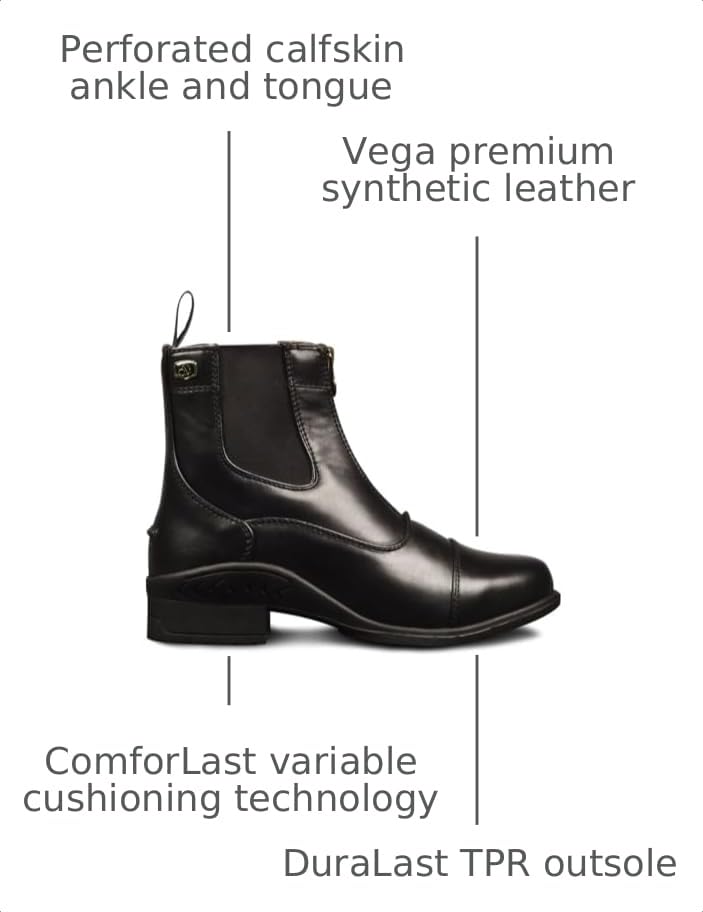 Ovation Kids' Quantum Zip Paddock Boots - Classic Style Lightweight Horse Riding Equestrian Footwear w/Front Zip, Unisex Fit - Image 4