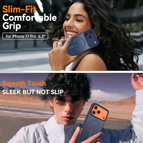 Image of BENTOBEN Magnetic for iPhone 17 Pro Case 6.3 inch 2025, [Compatible with Magsafe] Cute Slim Matte Military Shockproof Drop Protective Bumper Girl Women Men Boy Phone Cover for iPhone 17Pro, Deep Blue