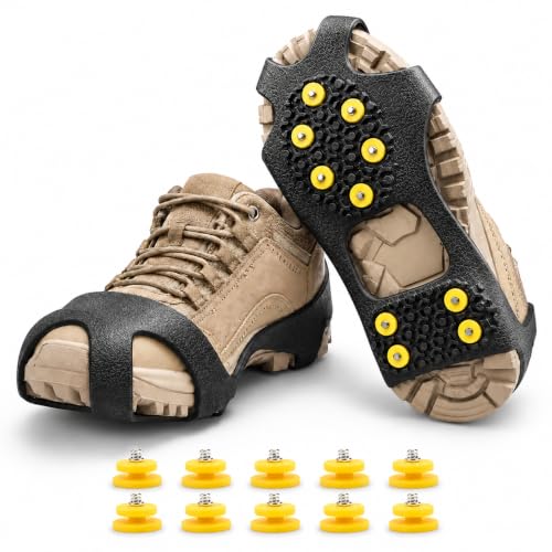 HoFire Ice Cleats for Shoes and Boots, Ice Snow Traction Cleats Grippers, Non Slip Shoe Ice...
