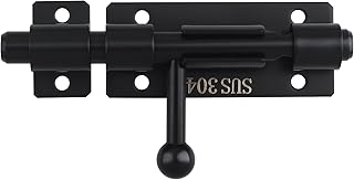 バレルボルトラッチ、4.2インチスライドロック、SUS304ステンレススチールスライドボルトラッチ南京錠穴付き、高耐久スライドボルトゲートラッチロック 木製フェンス、庭のドア、納屋のドア、物置のドア用 (ブラック)