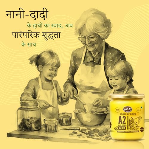 Image of Grace of Cows A2 Gir Cow Ghee 500ml - 100% Pure & Natural Desi Ghee Made Using Traditional Bilona Method - For Cooking, Digestion & Daily Wellness