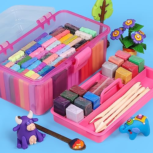 Ifergoo Polymer Modeling Clay For Kids Diy Starter Kits, 62 Color Oven Baked Model Clay, Non-Toxic, Non-Sticky, With Sculpting Tools, Ideal Gift For Boys And Girls #TOP1