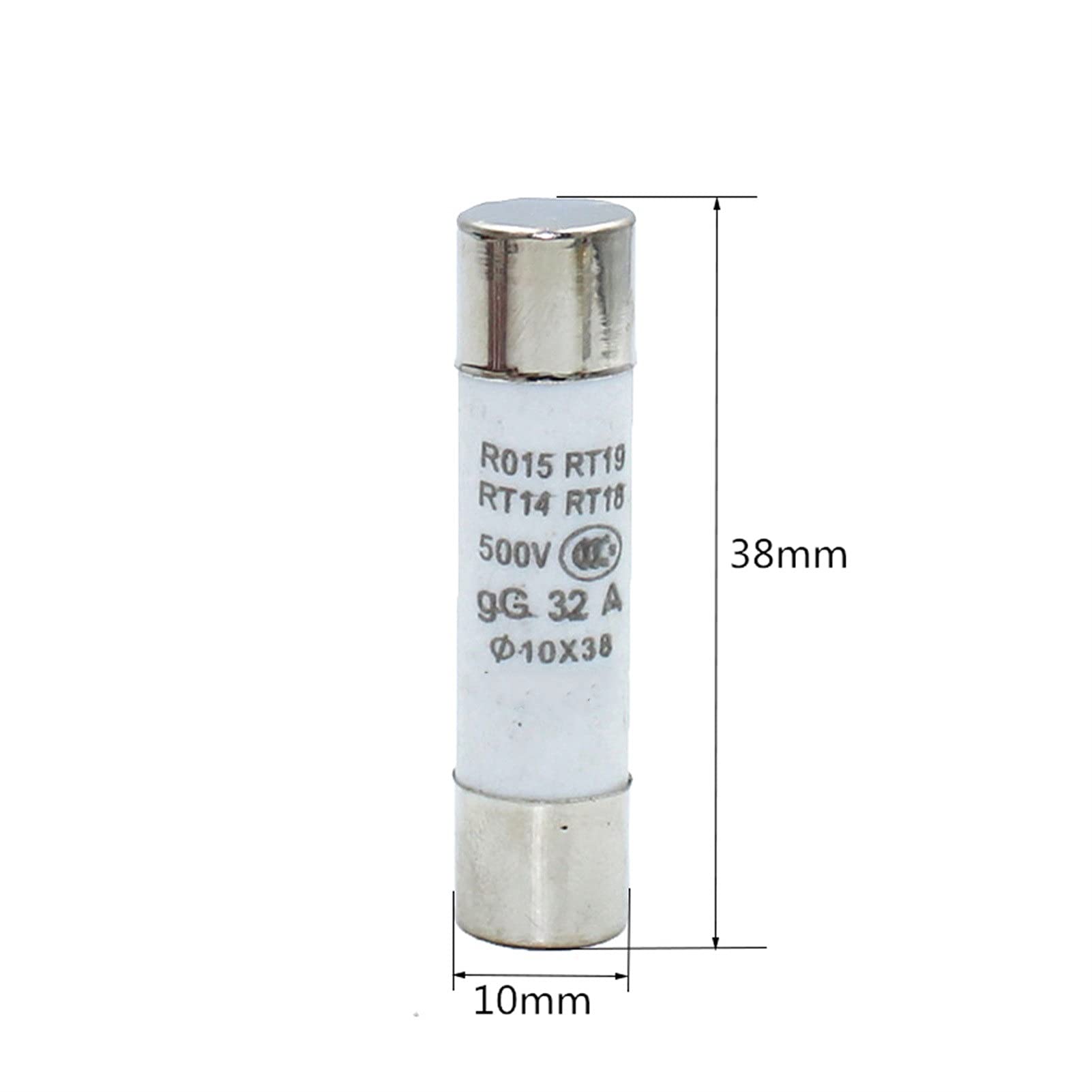 sicherungen Sortiment, 100 STÜCKE 10 * 38 Fast Blow Ceramic-Sicherung 10x38mm Sicherung 380V 500V 0.5A 1A 2A 3A 4A 5A 6A 8A 10A 16A 20A 25A 32A 40A RO15 RT18 RT14 (Temperature : 16A)