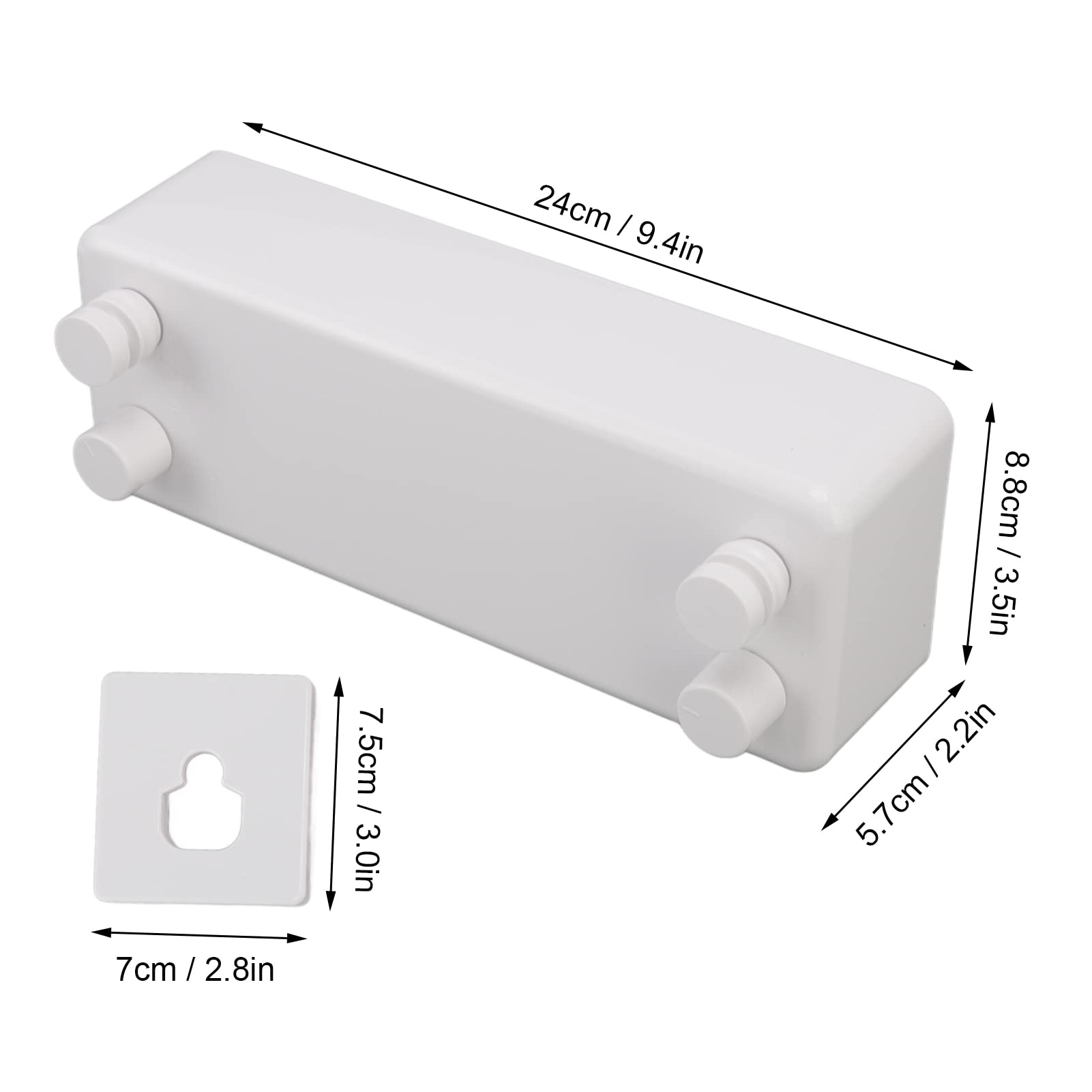Filo stendibiancheria retrattile da parete, resistente, in acciaio inox, doppio, per balcone, hotel, 4,2 m (bianco)