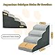 A.FATI Hundetreppe Bett, 4 Stufen Hunderampe aus hochdichtem Schaumstoff für Couch|Sofa|, rutschfeste Haustiertreppe 50cm Hoch für Kleine Hunde - mit Hundespielzeug Seil (grau)