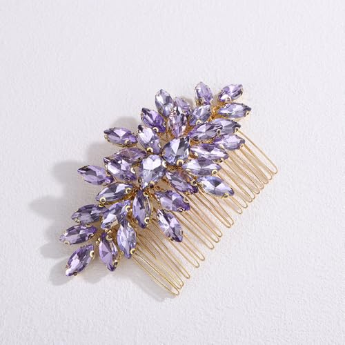 Peine para el cabello con cristales brillantes morado claro miniatura 2
