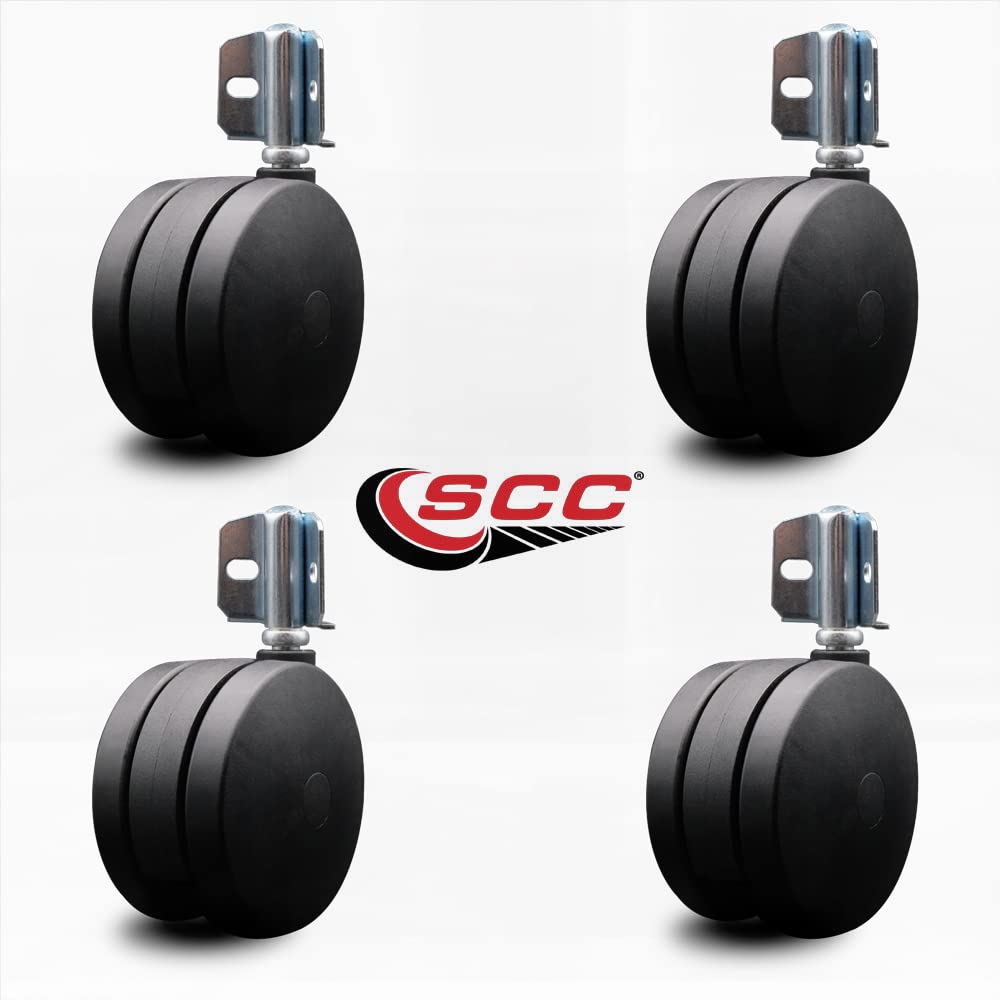 4 Inch Swivel Caster Wheels for Furniture - Nylon Hooded Twin Wheel with Corner Mount Bracket - 700 lbs. Total Capacity - Set of 4 - Service Caster Brand