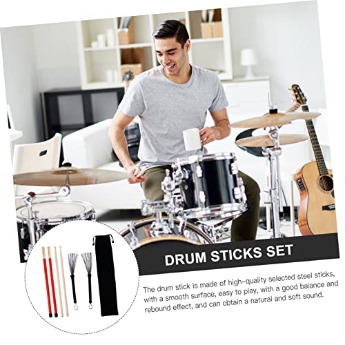 Set de accesorios para batería Kisangel con baquetas y escobillas para jazz y percusión, duradero y fácil de usar miniatura 3