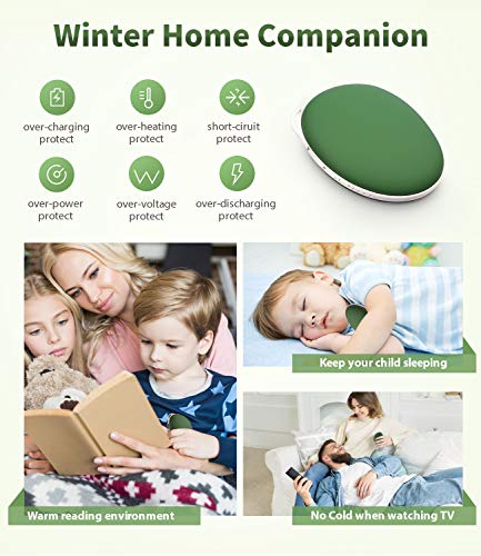 AOMAIS Hand Warmer Rechargeable, Electric Portable USB Hand Warmers & Reusable Pocket 5200mAh Power Bank, Double-Sided Quick Heating Keep Hands Warm, Best Winter Gifts for Christmas, Dark Green - Thumbnail 3