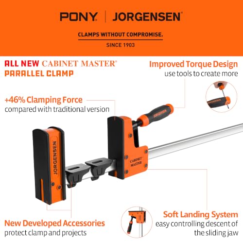 Image of JORGENSEN 60-Inch Parallel Bar Clamps, 2-Pack Cabinet Master Bar Clamps | Heavy-Duty Clamps for Woodworking Glue-Up, 2200 lbs Force, Quick Release, Spreader Function