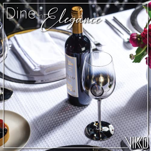 Vikko Décor Silver Ombre White Wine Glasses | Thin, Handblown Glass – Tall, Elegant Stem – Dishwasher Safe – 17.5 Ounce Cup – Great Gift Idea – Set Of 12 Wine Glasses #TOP1