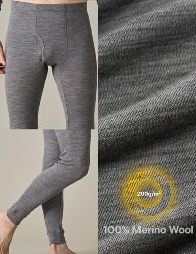 LAPASA Men's 100% Merino Wool Bottom Base Layer Thermoflux Lightweight & Midweight Thermal Underwear Pants Warm Long John4