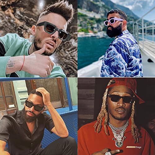 Image of EYLRIM Thick Square Frame Sunglasses for Women Men Chunky Rectangle Polarized Sunglasses UV400 Protection