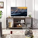 Yaheetech TV Stand for 65 Inch TV, Media Entertainment Center with Power Outlet for Living Room, Industrial TV Console with Side Shelves for PS Storage, Taupe Wood - Image 2
