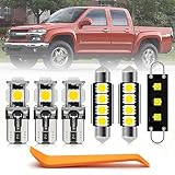 11pcs White LED Interior Light Bulbs Kit for Chevy Colorado 2004 2005 2006 2007 2008 2009 2010 2011 2012 Map Dome Footwell Trunk Lights Super Bright Interior Light Bulbs + Install Tool
