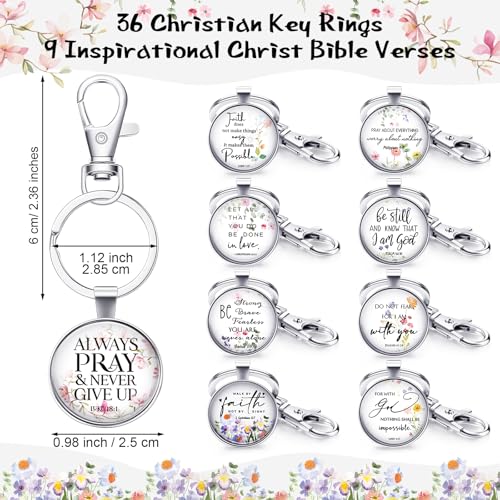Image of Fumete Christian Keychain Bulk Bible Verse Religious Scripture Quote Inspirational Key Rings Gift for Women Men Church Pastor