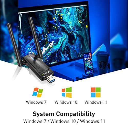 Usb Wifi 6 Adapter For Pc, Ax1800 Usb 3.0 Wifi Dongle Dual Band 5Ghz/2.4Ghz 802.11Ax Mu-Mimo Wireless Network Adapter For Pc Desktop Laptop Supports Windows 11/10/7 + U Disc Driver #TOP1